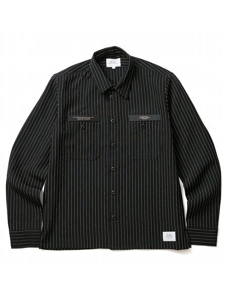 CRIMIE - STRIPE WORK SHIRT / ストライプ ワークシャツ (BLACK) | SKANDA