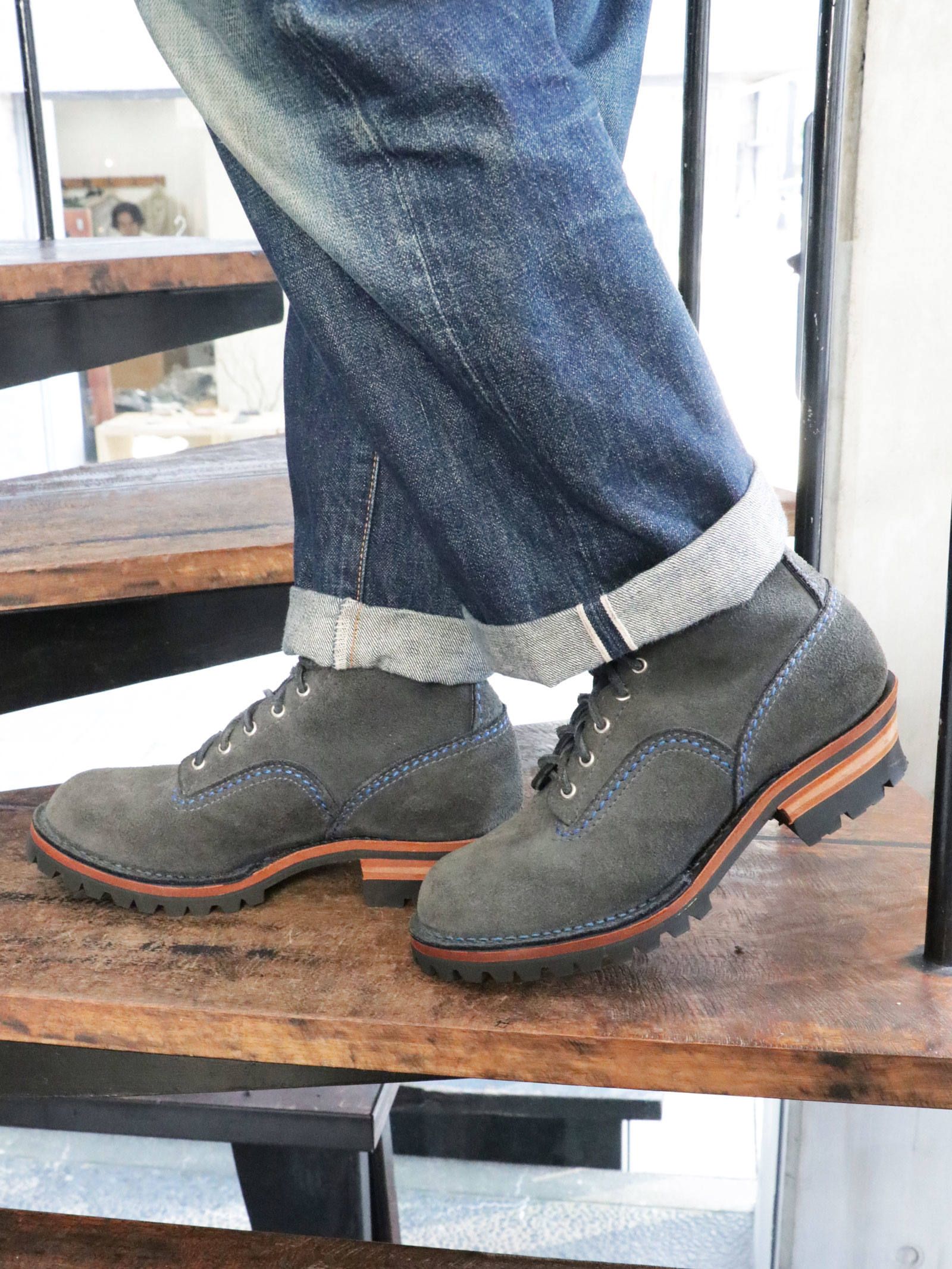 "JOBMASTER" SEMILACE TOE (NAVY "ROUGH OUT")