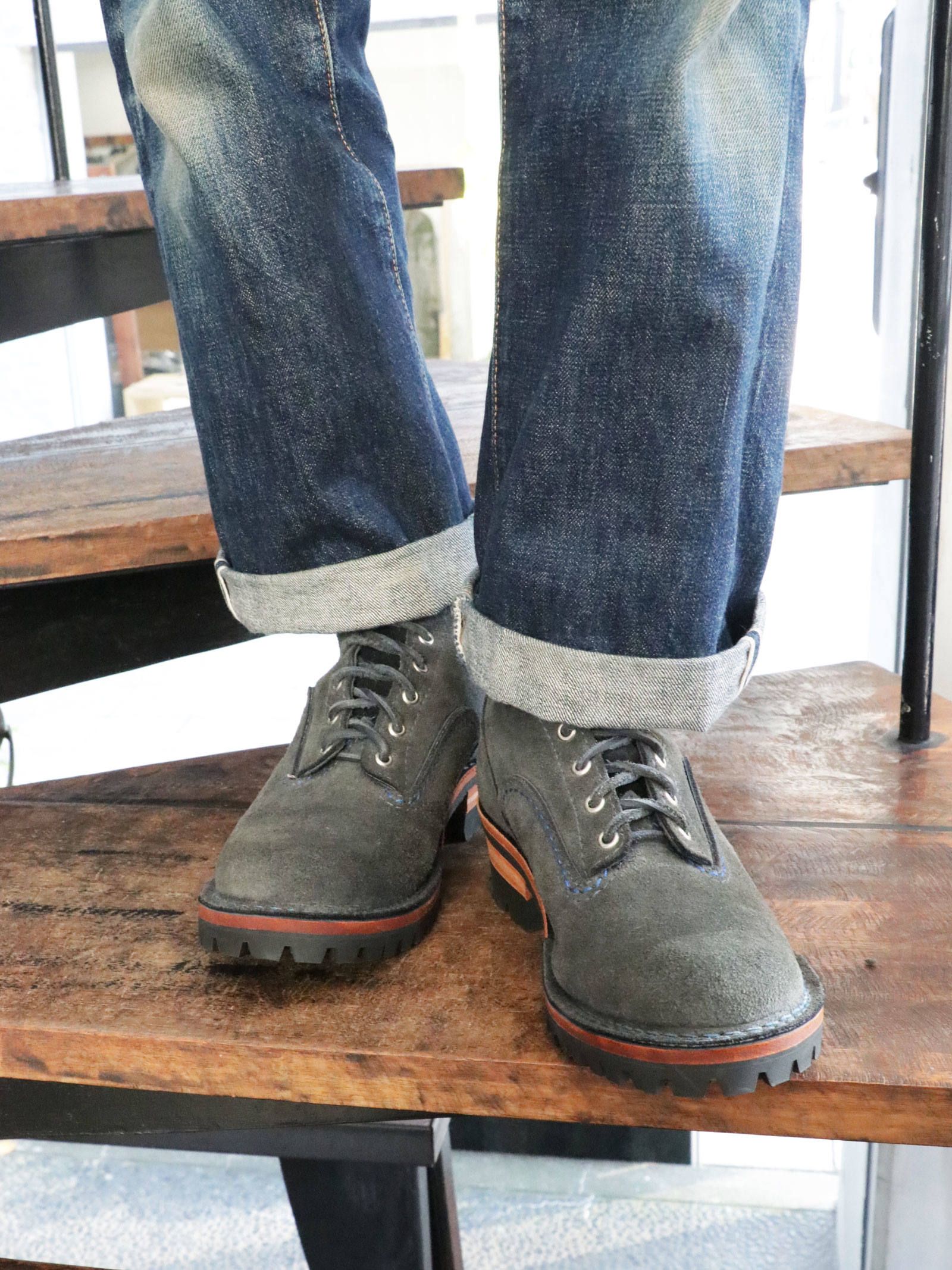 "JOBMASTER" SEMILACE TOE (NAVY "ROUGH OUT")