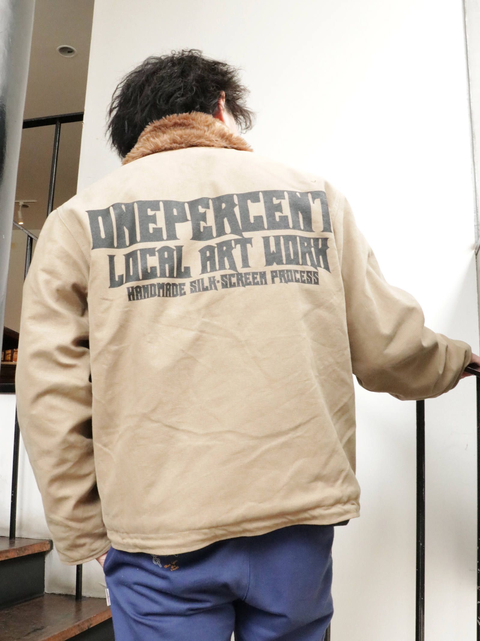 N-1 デッキジャケット(ベージュ) / N-1 DECK JACKET (BEIGE) モデル【身長170cm、体重56kg 着用Lサイズ】