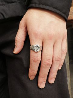 HORSE SHOE OVAL ENGRAVING RING (SILVER925)