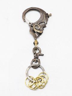 【即日発送可能】MUSTACHE SKULL KEYHOLDER ( LARGE / BLACK on BRASS)