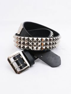 12MM 3連ピラミッドスタッズベルト (シルバー) / 12MM PYRAMID 3ROW BELT (SILVER) (40MM)