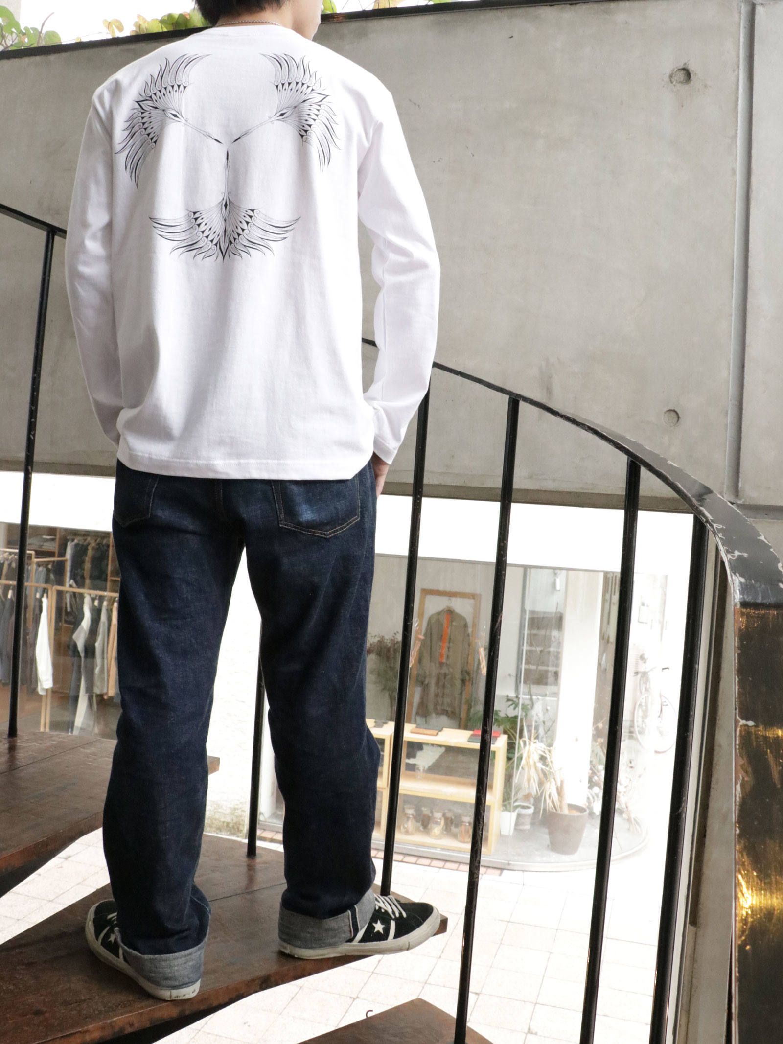スリークレインロングスリーブTシャツ (ホワイト) / THREE CRANE  L/S TEE (WHITE)
