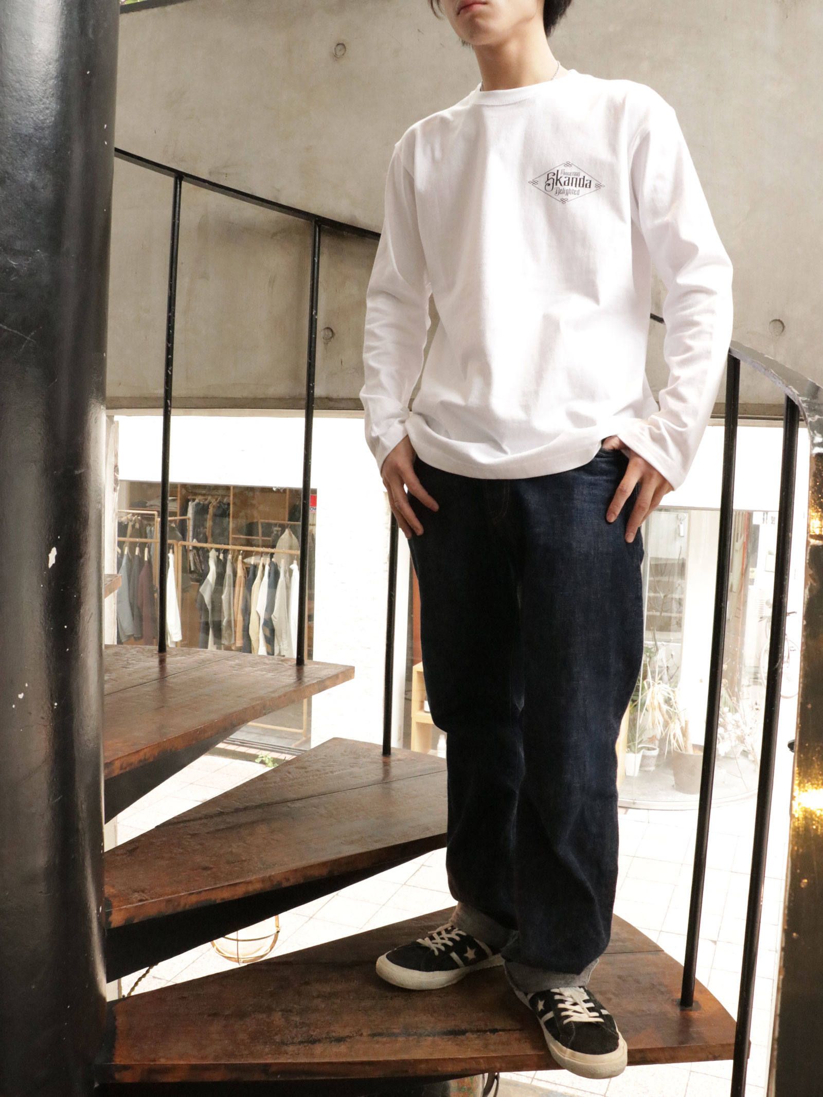 スリークレインロングスリーブTシャツ (ホワイト) / THREE CRANE  L/S TEE (WHITE)