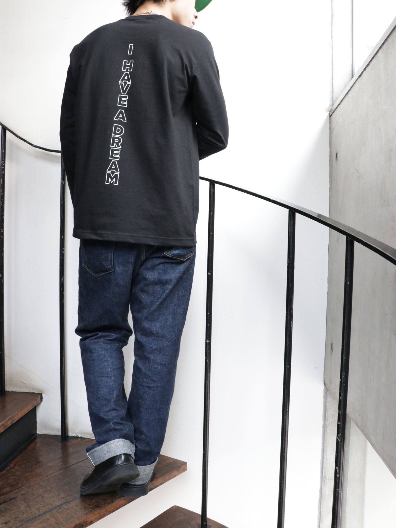 リップルロングスリーブTEE (ブラック) / RIPPLE L/S-TEE (BLACK) モデル 身長170cm、体重56kg 着用 M