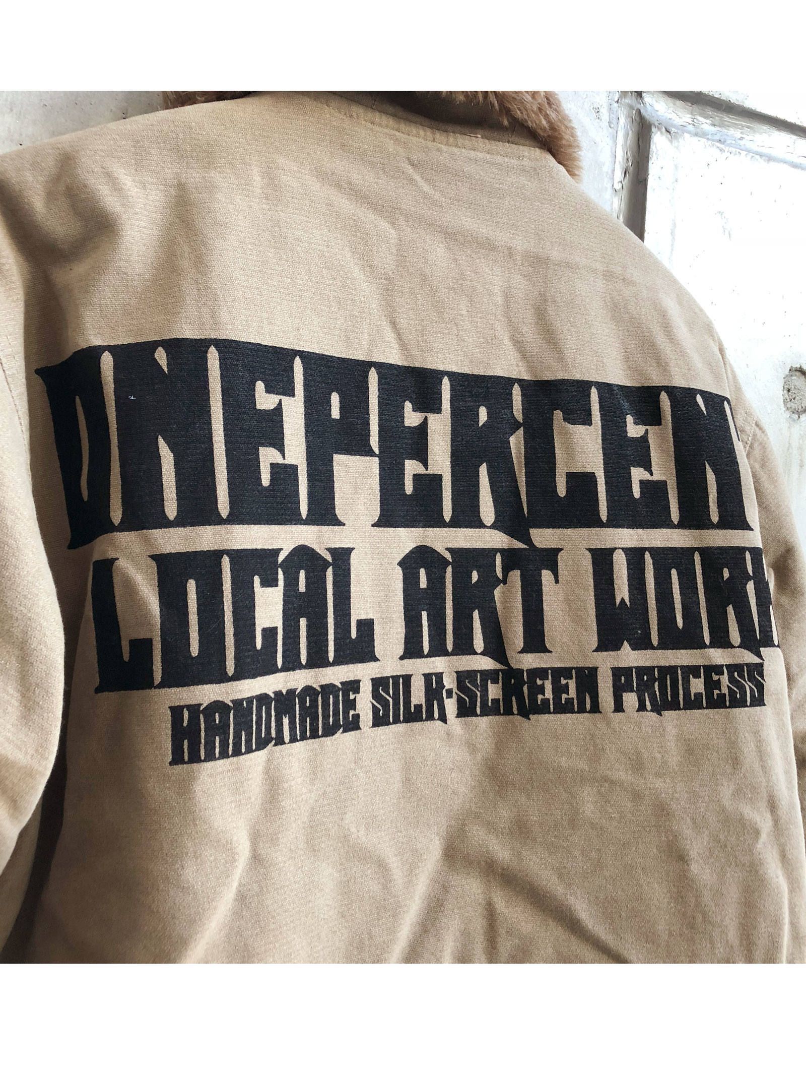 N-1 DECK JACKET2019"ONEPERCENT LOCAL ART WORK" (BEIGE) モデル【身長172cm、体重64kg 着用M(36)サイズ】
