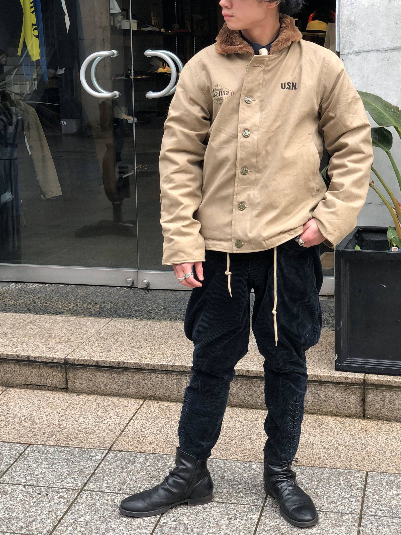 O.L.A.W - N-1 デッキジャケット2019SKANDA(ベージュ) / N-1 DECK JACKET2019SKANDA  (BEIGE) モデル【身長170cm、体重56kg 着用S(36)サイズ】 | SKANDA