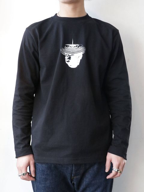 リップルロングスリーブTEE (ブラック) / RIPPLE L/S-TEE (BLACK) モデル 身長170cm、体重56kg 着用 M