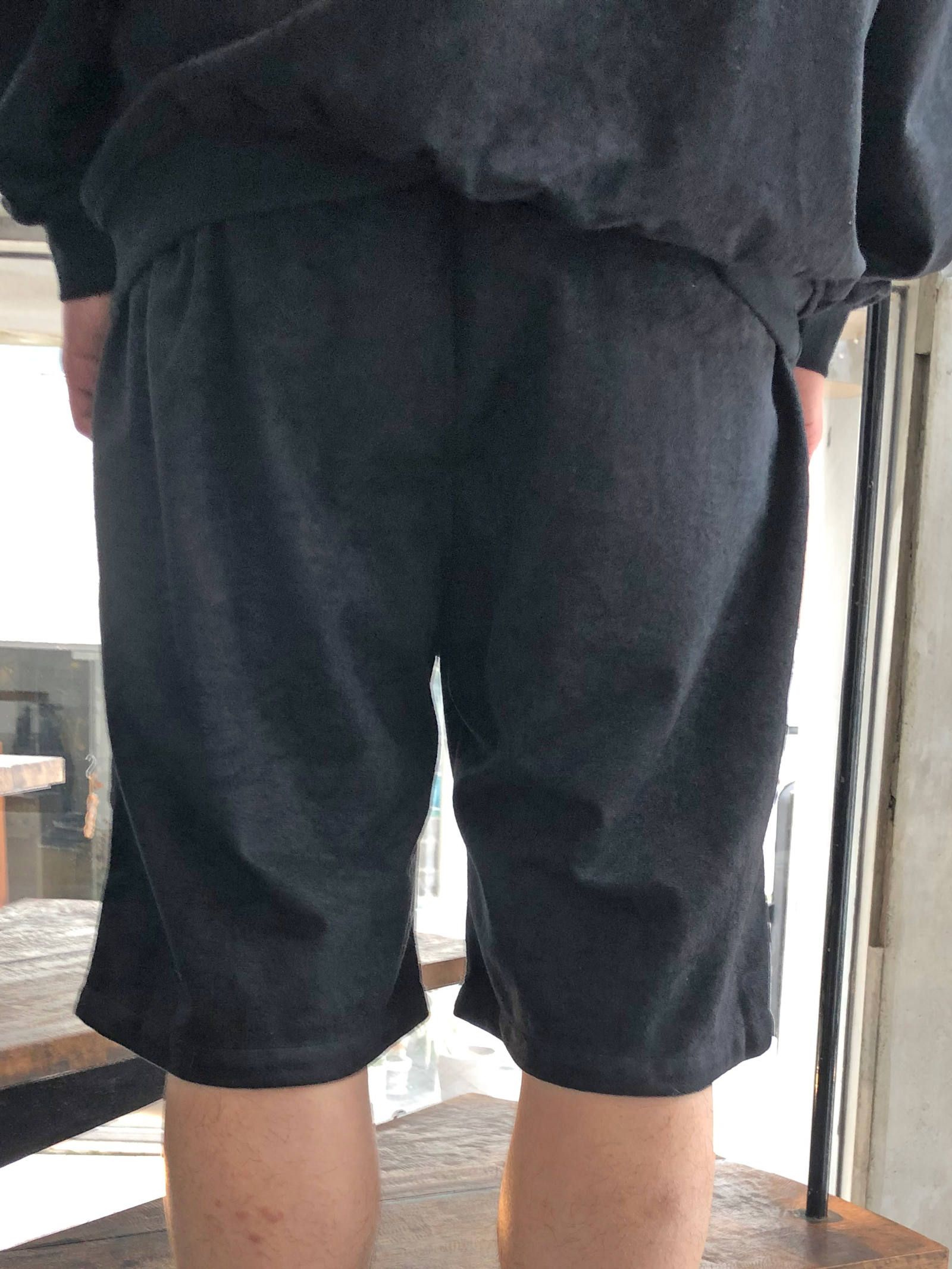 ベロアタイプイージーハーフパンツ (ブラック) / VELOR TYPE EASY HALF PANTS