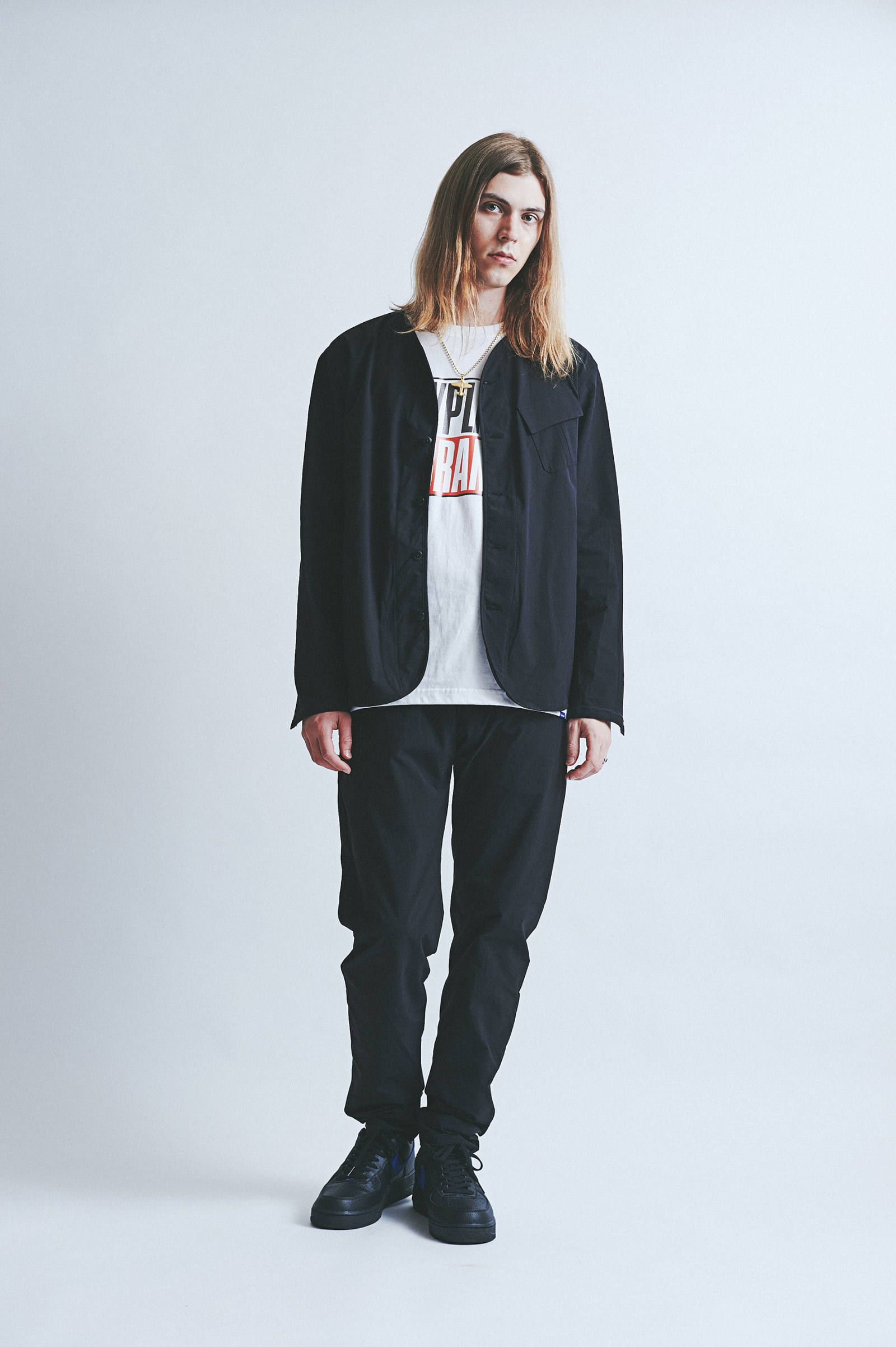 ロングスリーブノーカラーシャツ (ブラック) / L/S NO COLAR SHIRT (BLACK)