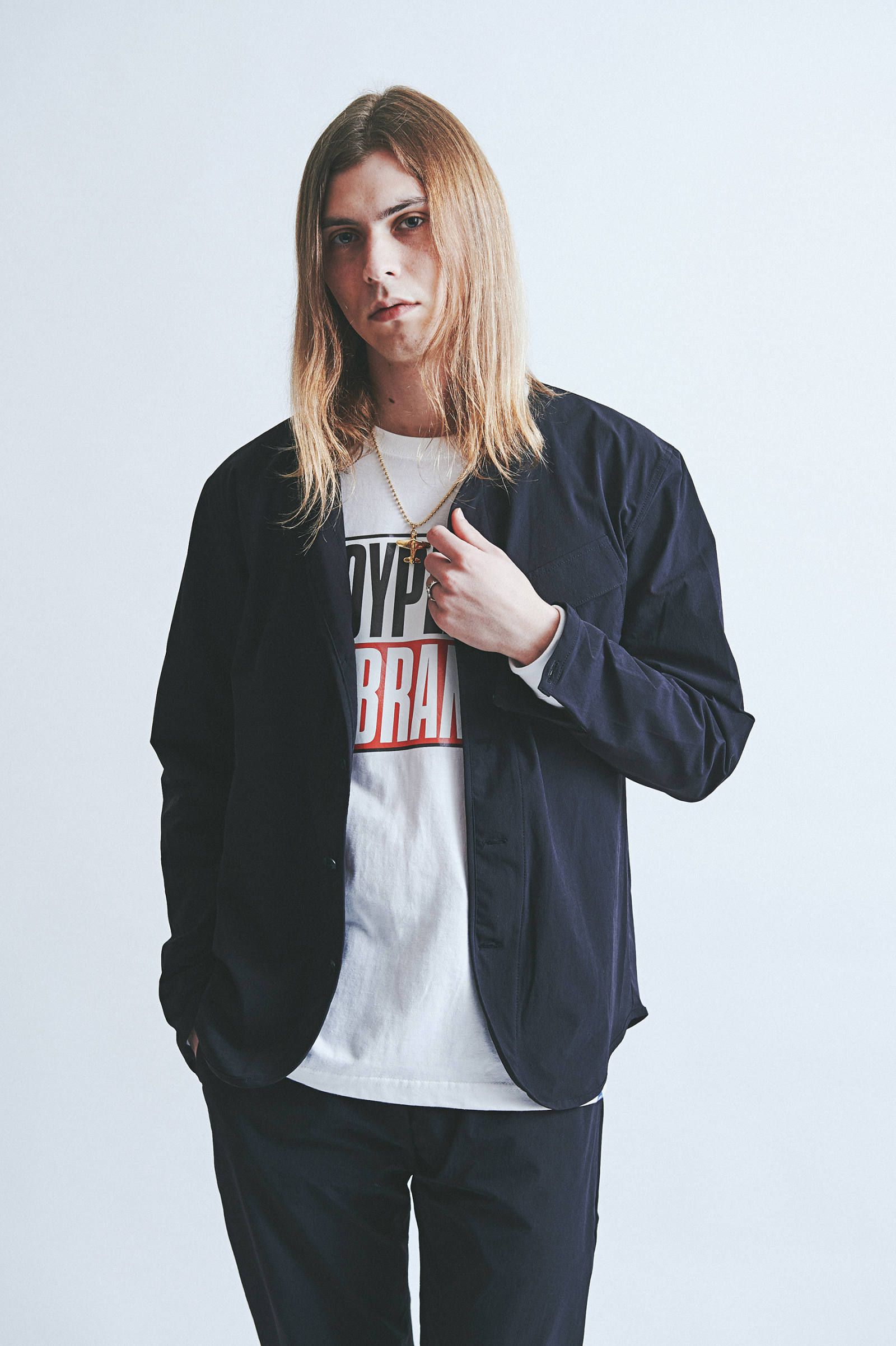 ロングスリーブノーカラーシャツ (ブラック) / L/S NO COLAR SHIRT (BLACK)