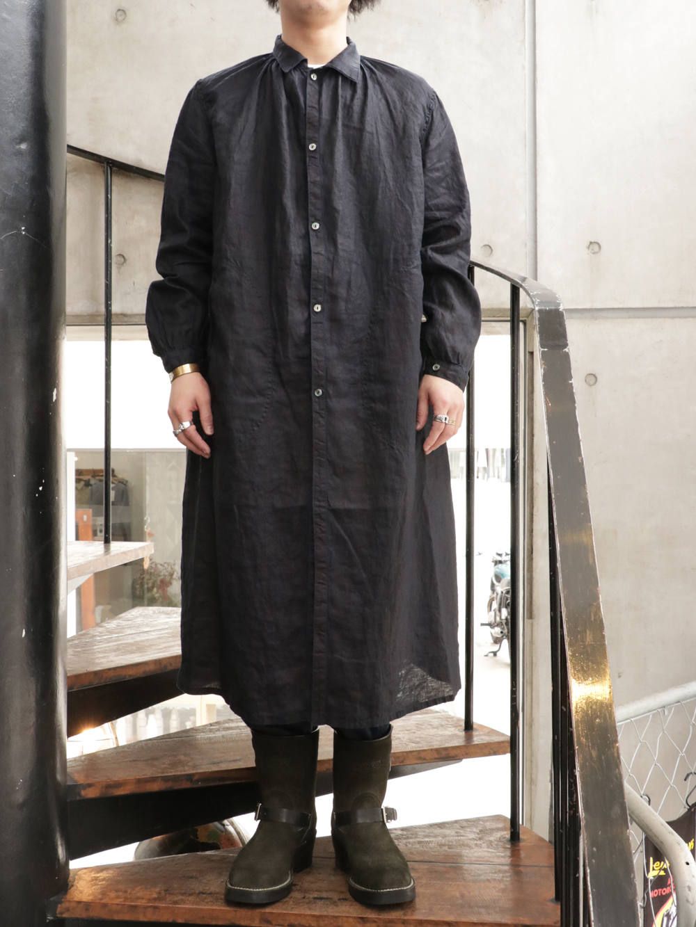 Black Sign French Gather Coat-