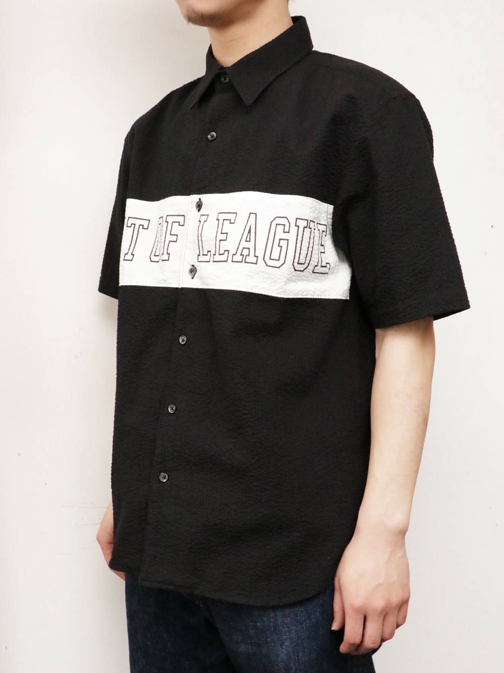 ショートスリーブパネルボーダーシャツ(ブラック×ホワイト) / S/S PANEL BORDER SHIRT (BLACK×WHITE)