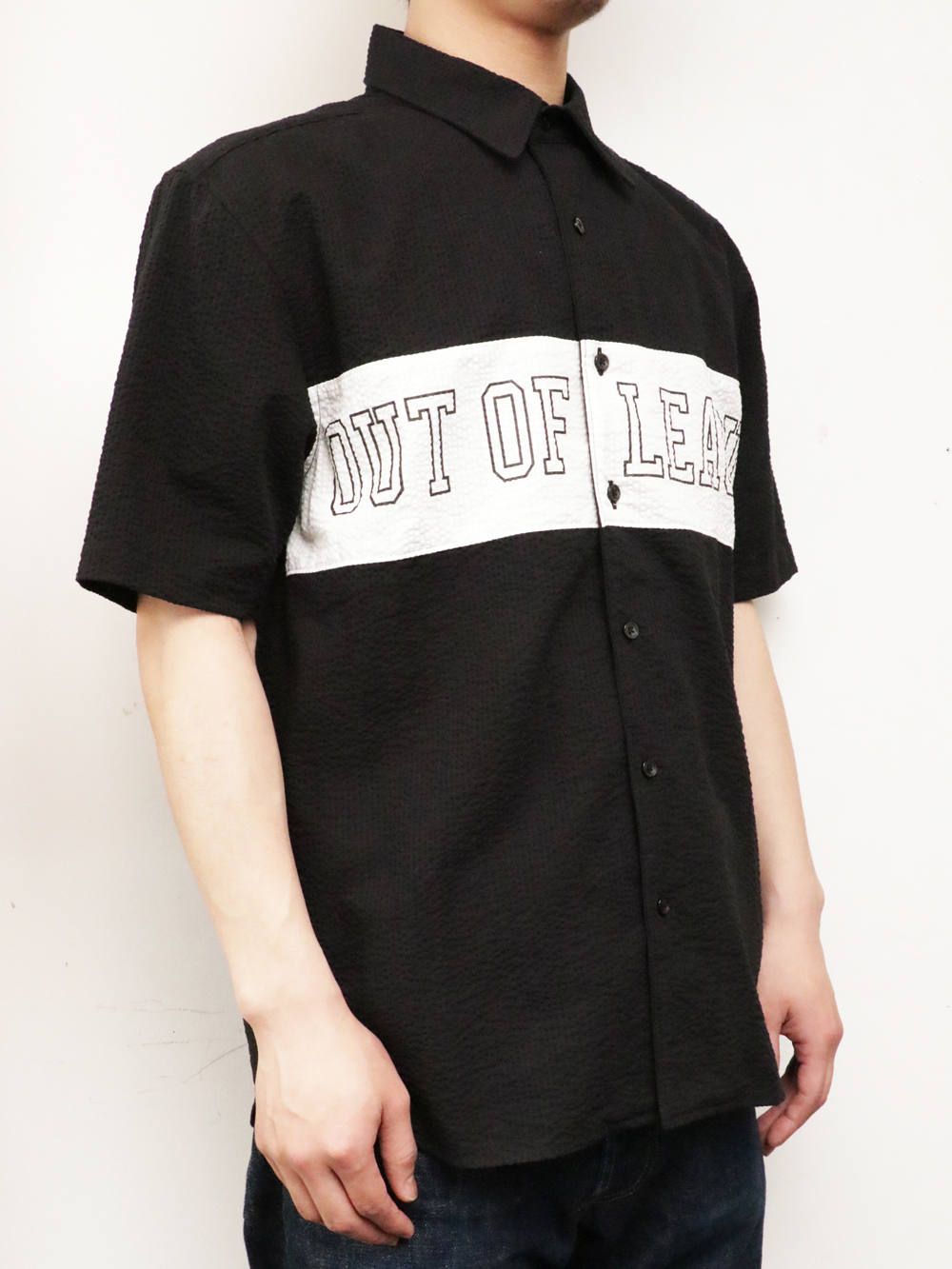 ショートスリーブパネルボーダーシャツ(ブラック×ホワイト) / S/S PANEL BORDER SHIRT (BLACK×WHITE)