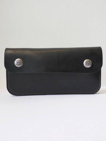 TRUCKERS' WALLET "LONG" / トラッカーズウォレット  (BLACK × SILVER) (MODEL "A" BUTTON)
