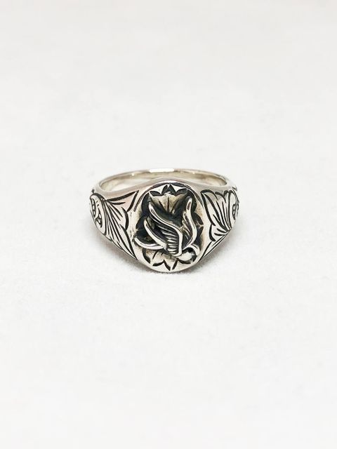 OVAL ENGRAVING RING (SWALLOW) (SILVER925)