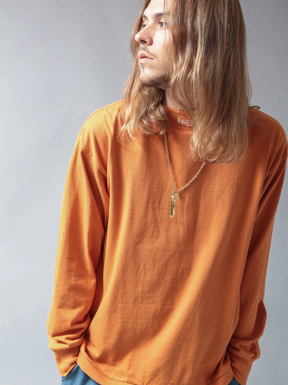 ビッグモックネックロングスリーブTシャツ(オレンジ) / BIG MOCK NECK L/S TEE (ORANGE)