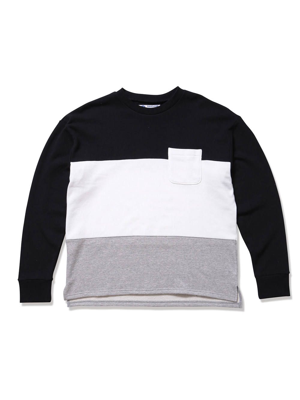 PANEL CREW NECK SWEAT(BLACK/WHITE/GRAY)