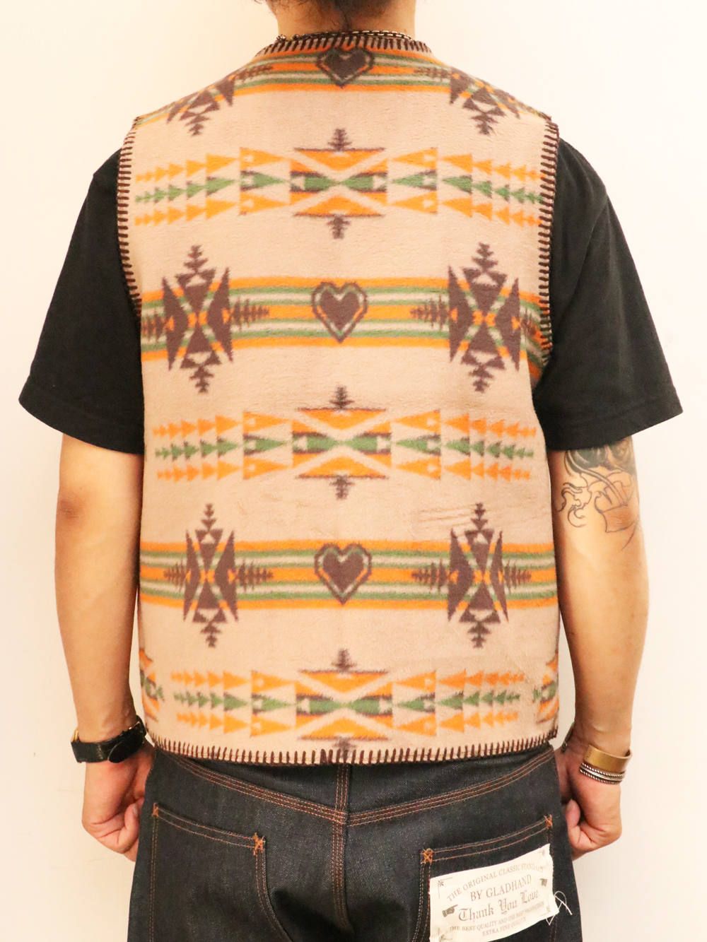 BY GLADHAND - SPIRITS HEART - VEST (BROWN×BIGE) | SKANDA