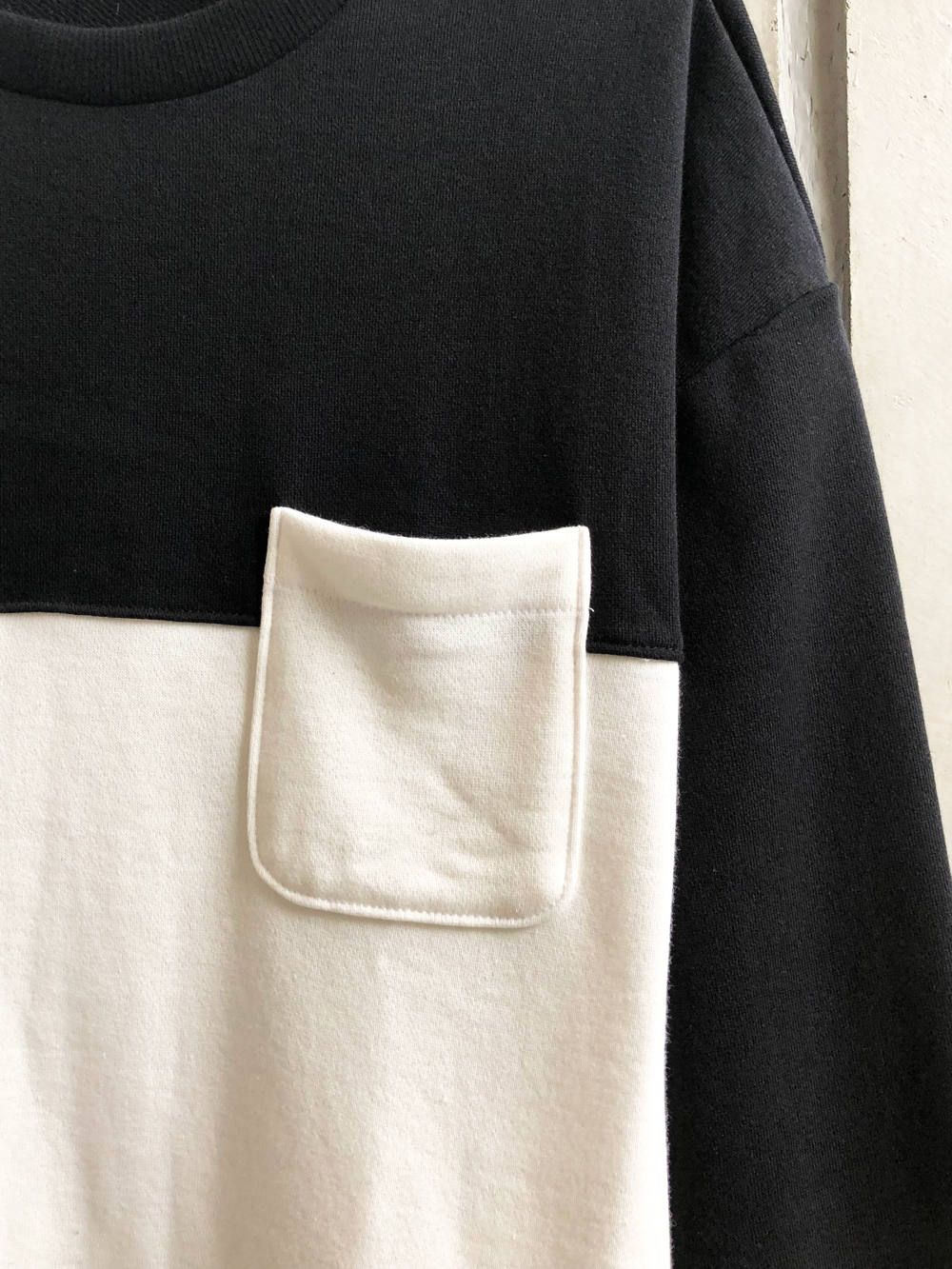 PANEL CREW NECK SWEAT(BLACK/WHITE/GRAY)