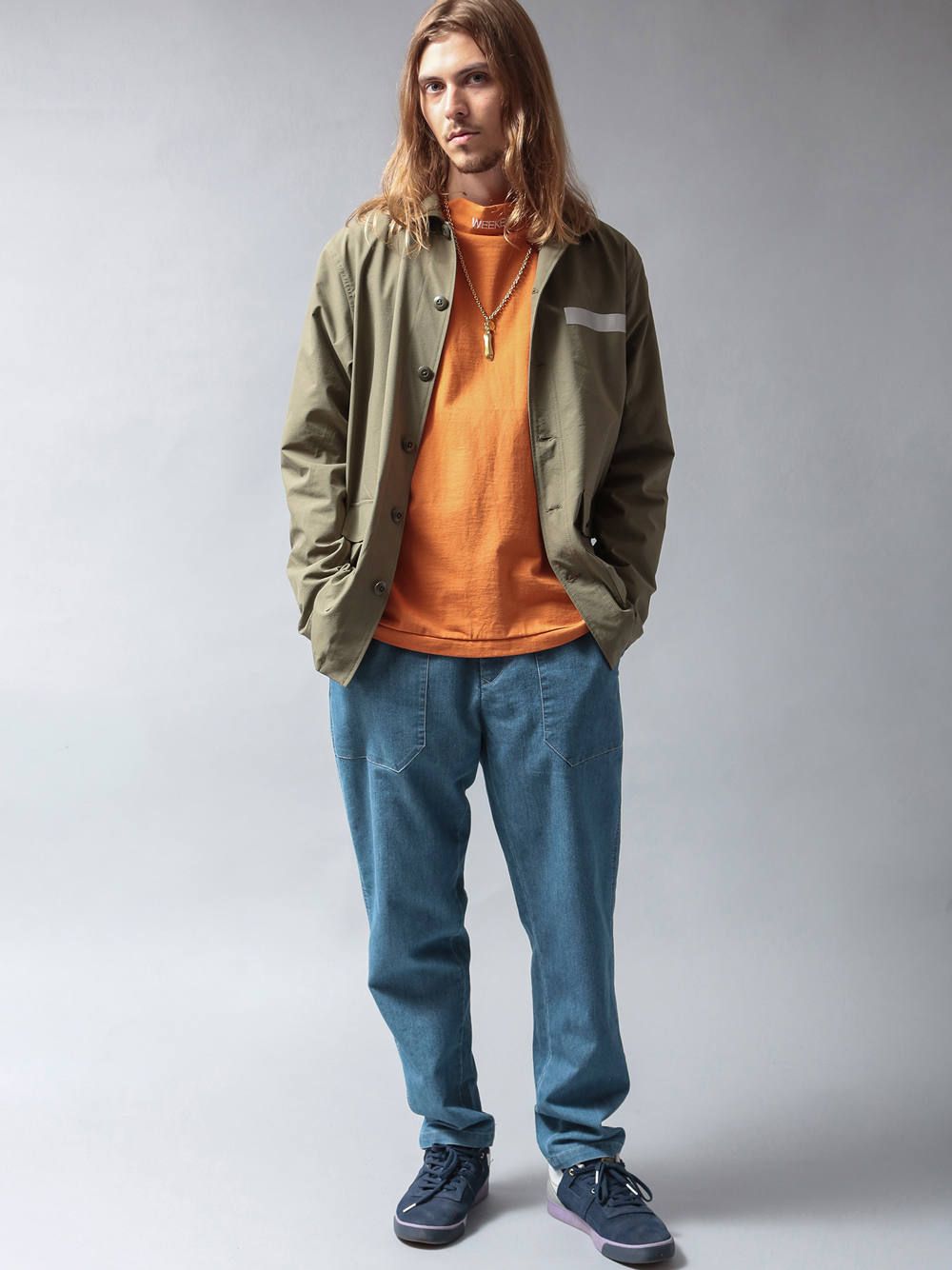 ビッグモックネックロングスリーブTシャツ(オレンジ) / BIG MOCK NECK L/S TEE (ORANGE)