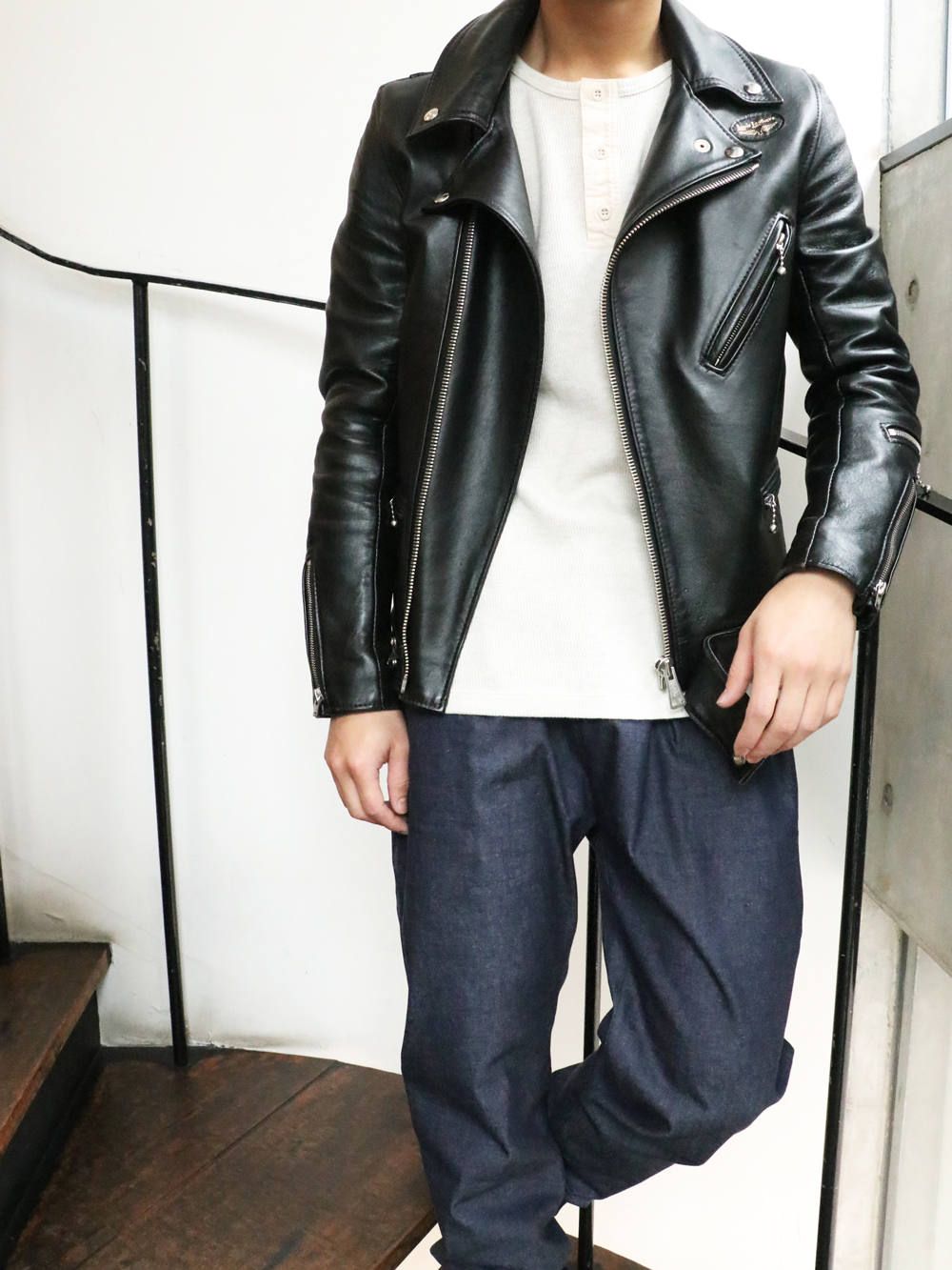 【即日発送可能】"AVIAKIT WAFFEL" T-SHIRTS HENLEY NECK (OATMEAL)