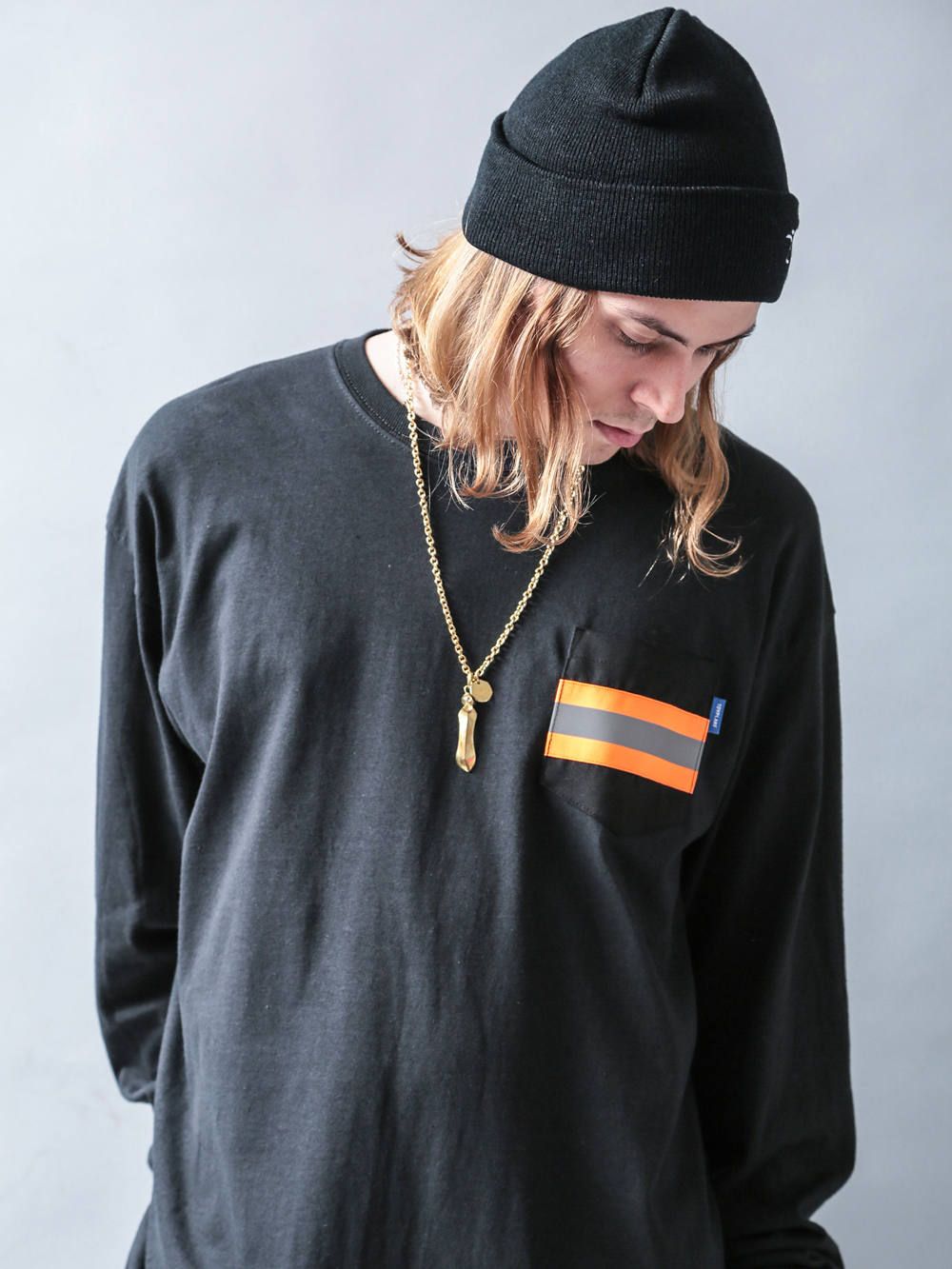 リフレクトポケットロングスリーブTシャツ (ブラック) / REFRECT POCKET L/S TEE (BLACK)