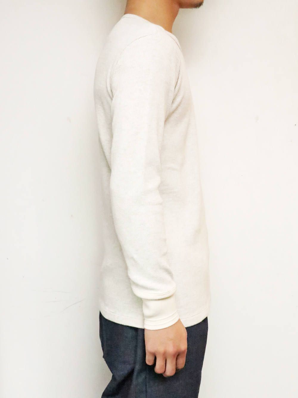 【即日発送可能】"AVIAKIT WAFFEL" T-SHIRTS HENLEY NECK (OATMEAL)