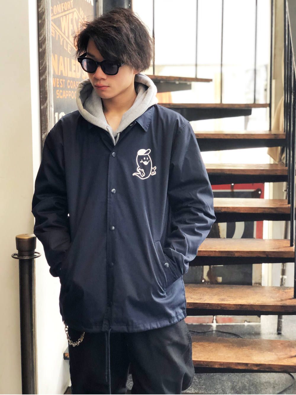 "Wisdom" T/C コーチ ジャケット(ネイビー) /  "Wisdom" T/C COACH JACKET (NAVY)