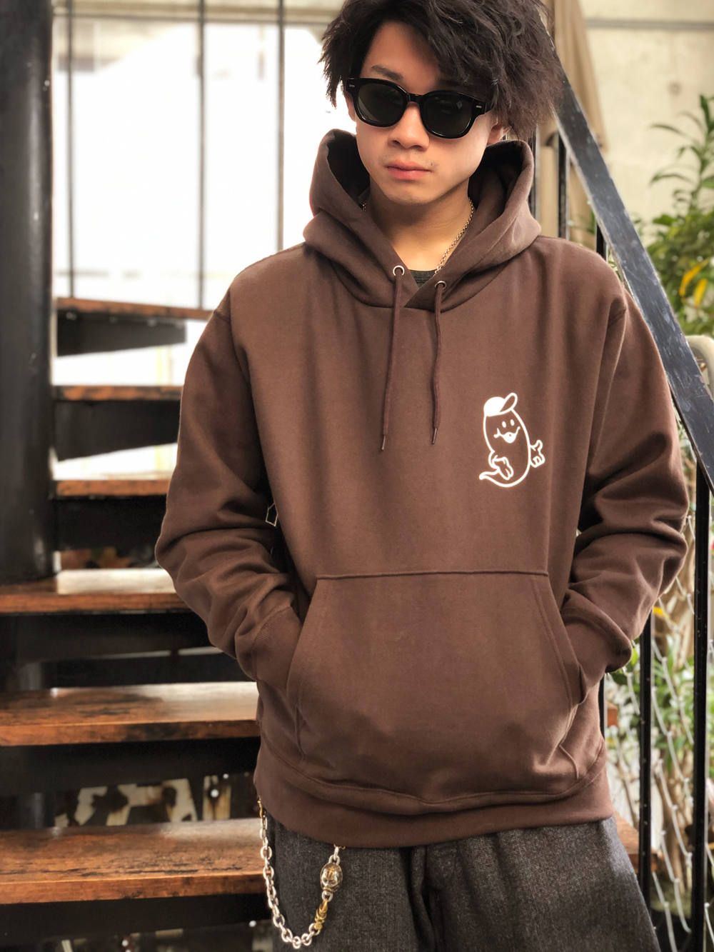 "Wisdom"オリジナルヘビーオンスパーカー(ブラウン) / "Wisdom"ORIGNAL HEAVY OZ PULLOVER (BROWN)