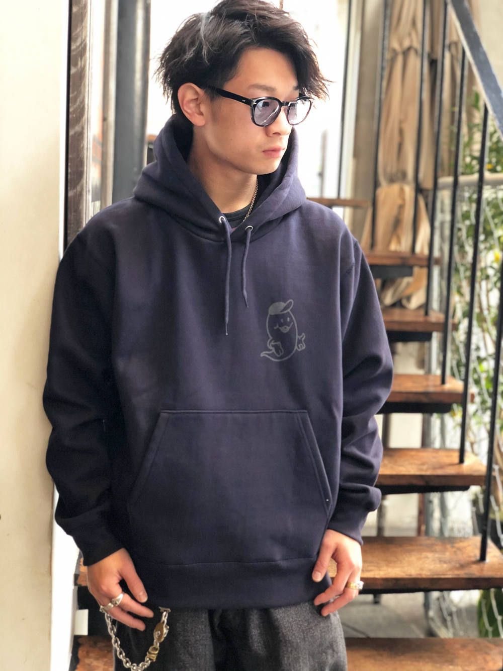 "Wisdom"オリジナルヘビーオンスパーカー(ネイビー) / "Wisdom"ORIGNAL HEAVY OZ PULLOVER (NAVY)