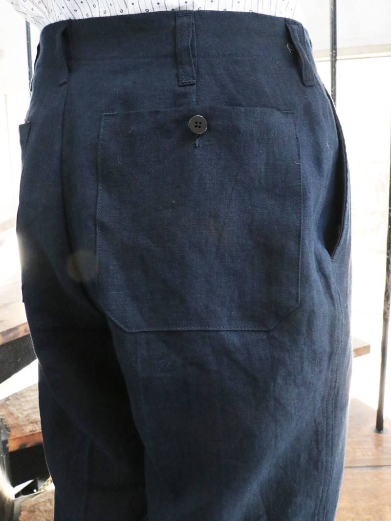 BY GLADHAND - FOR SMOKING - LINEN TROUSER (NAVY) | SKANDA