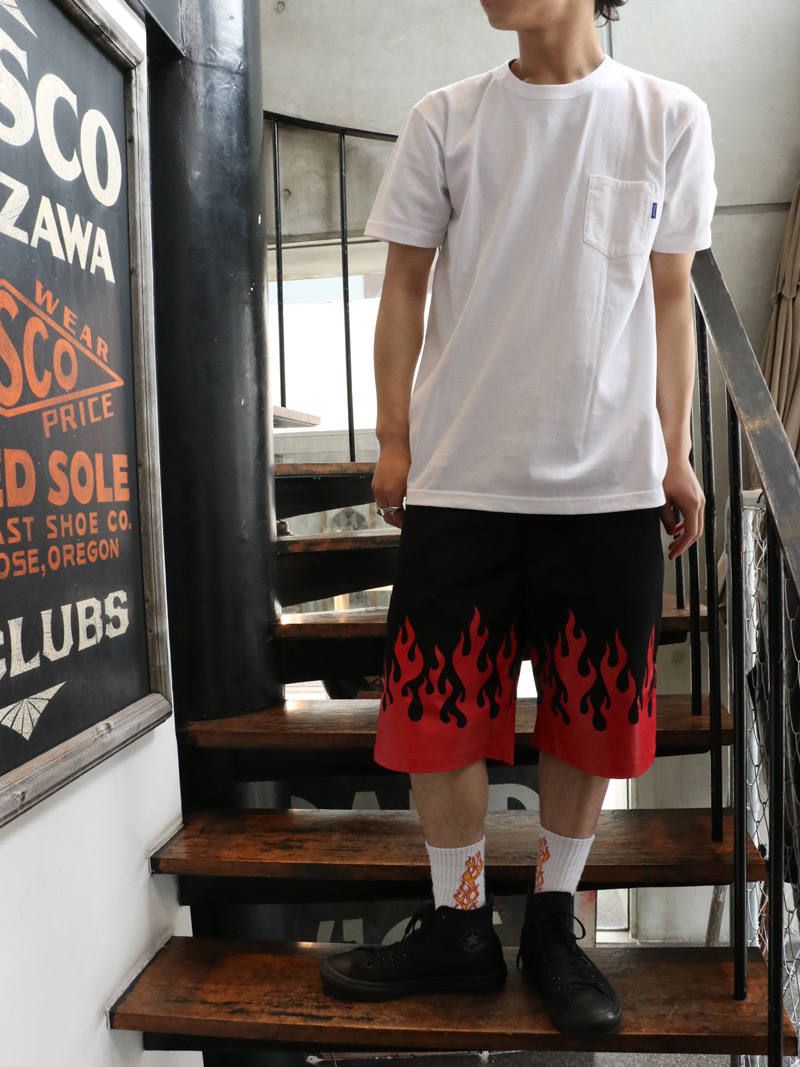 フレイムスハーフパンツ (ブラック×レッド) / BxH Flames Half Pants (BLACK×RED)