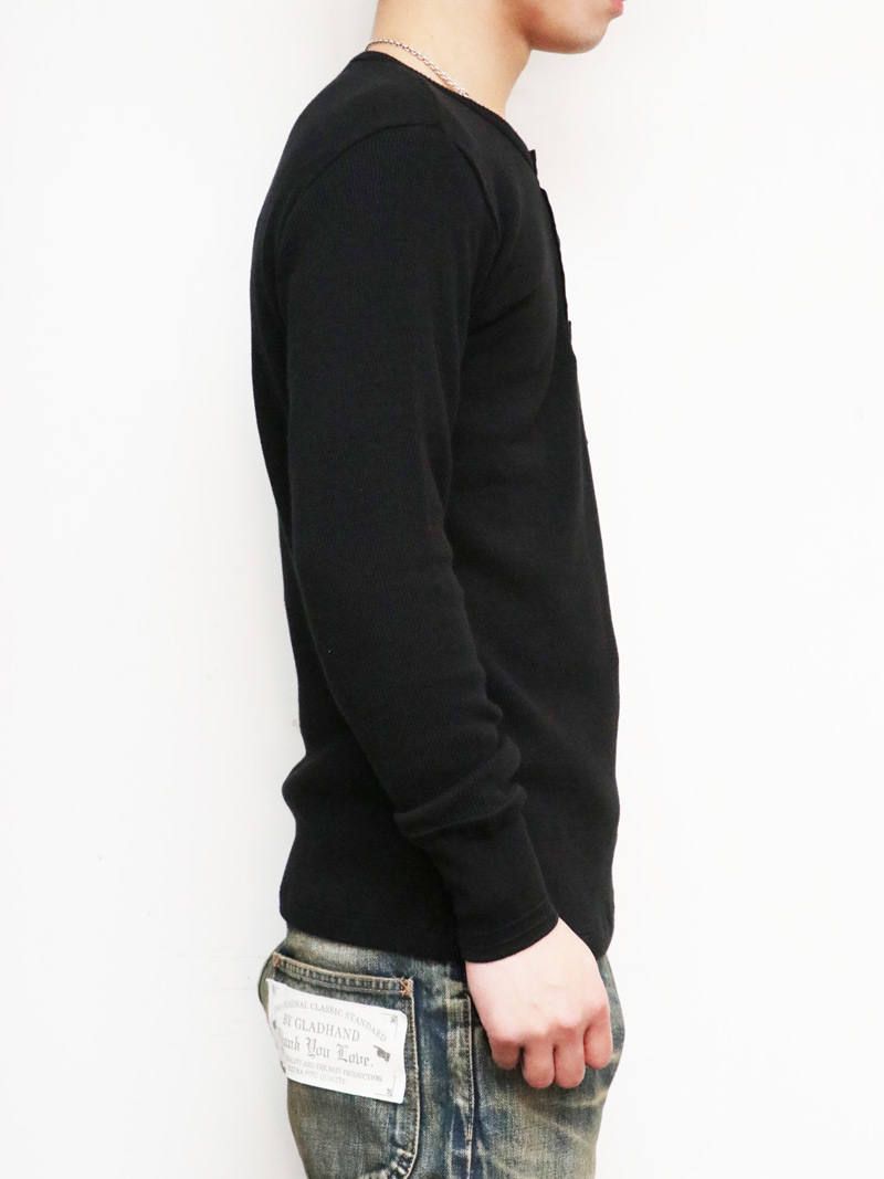 【即日発送可能】"AVIAKIT WAFFEL" T-SHIRTS HENLEY NECK (BLACK)