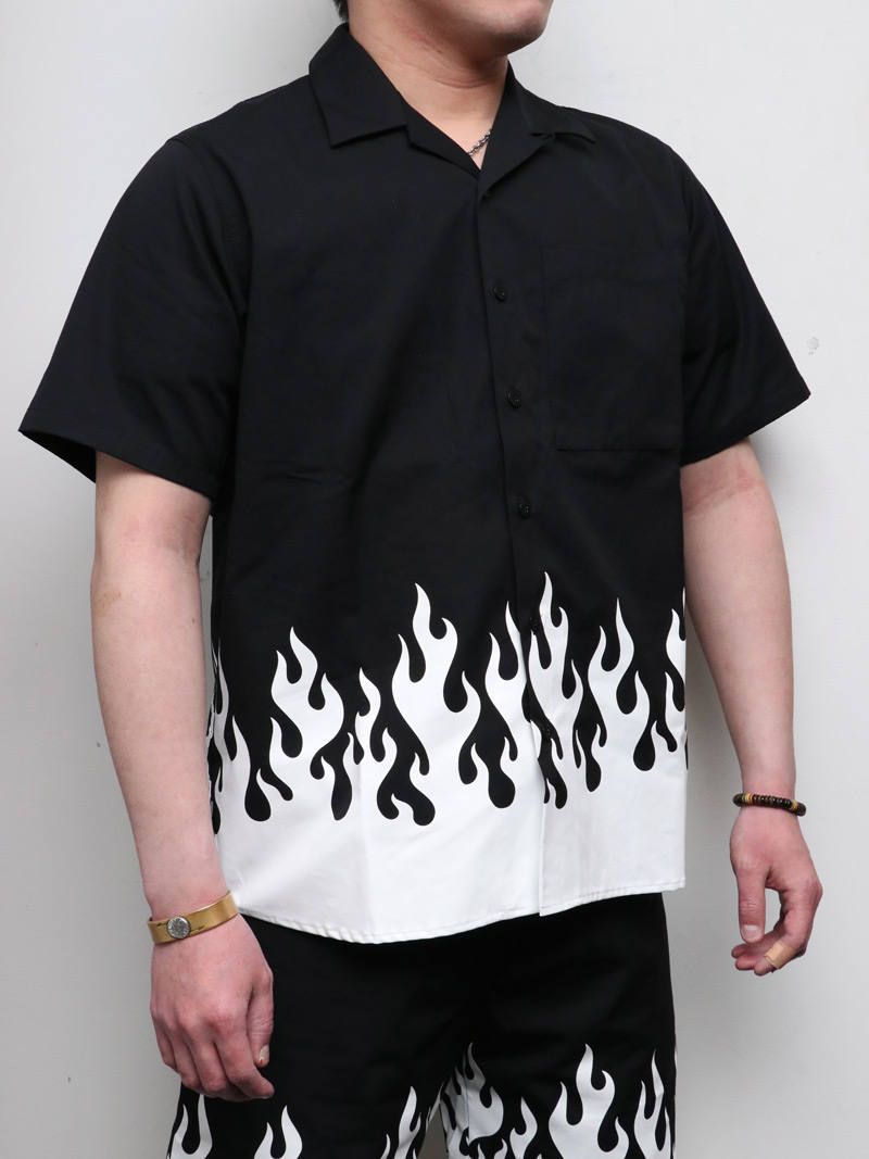 フレイムスシャツ (ブラック×ホワイト) / BxH Flames S/S Shirts (BLACK× WHITE)