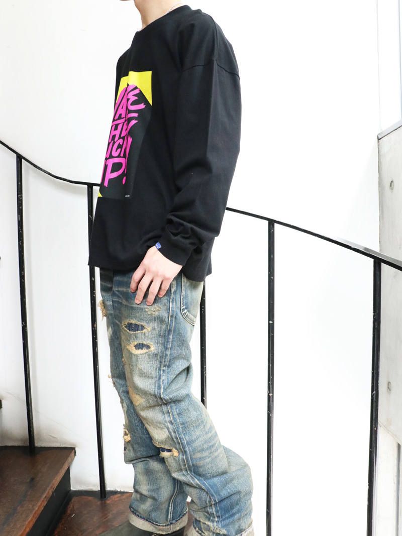 ロングスリーブ ウェイクアップワイドTシャツ (ブラック) / L/S WAKE UP WIDE TEE (BLACK)