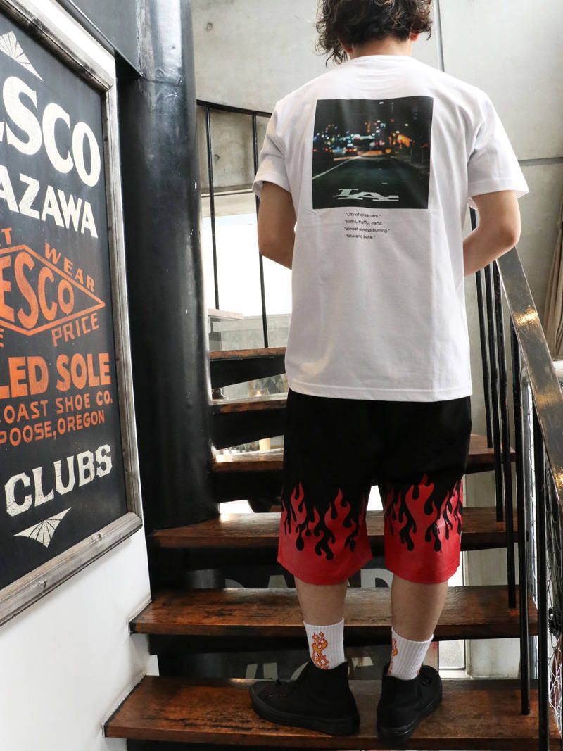 フレイムスハーフパンツ (ブラック×レッド) / BxH Flames Half Pants (BLACK×RED)