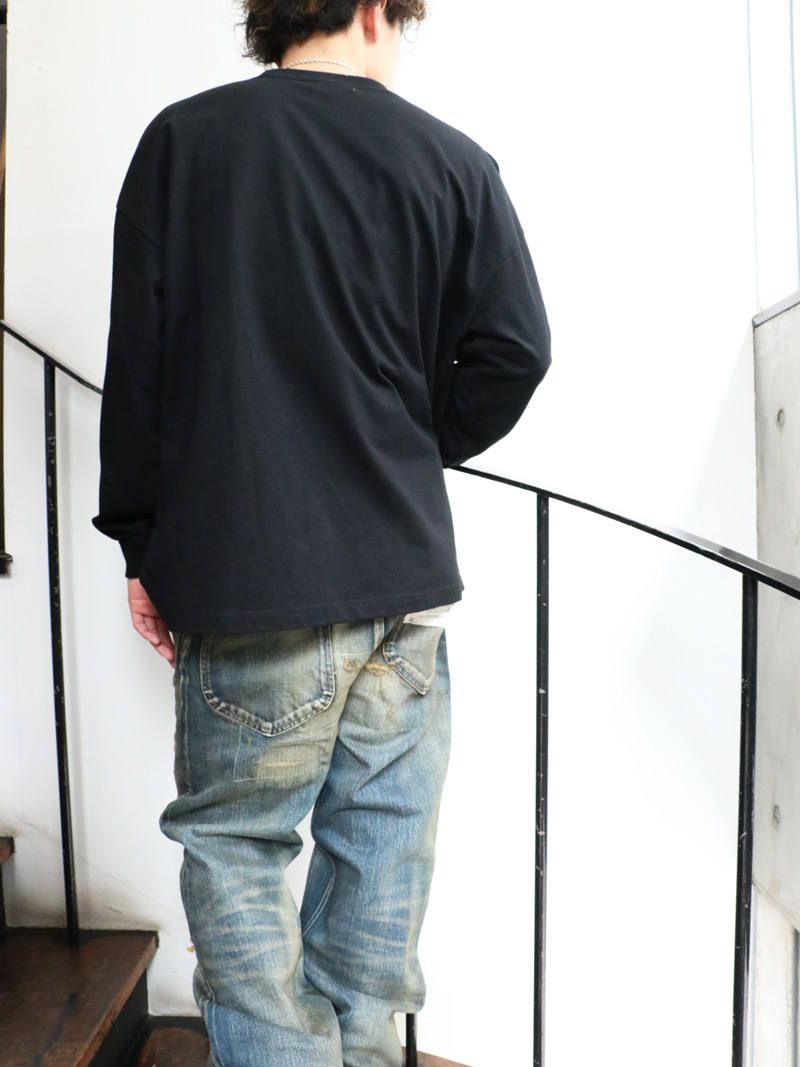 ロングスリーブ ウェイクアップワイドTシャツ (ブラック) / L/S WAKE UP WIDE TEE (BLACK)