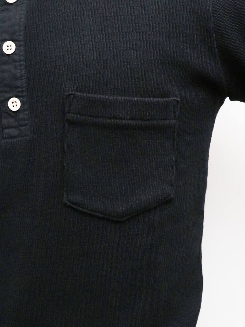 【即日発送可能】"AVIAKIT WAFFEL" T-SHIRTS HENLEY NECK (BLACK)