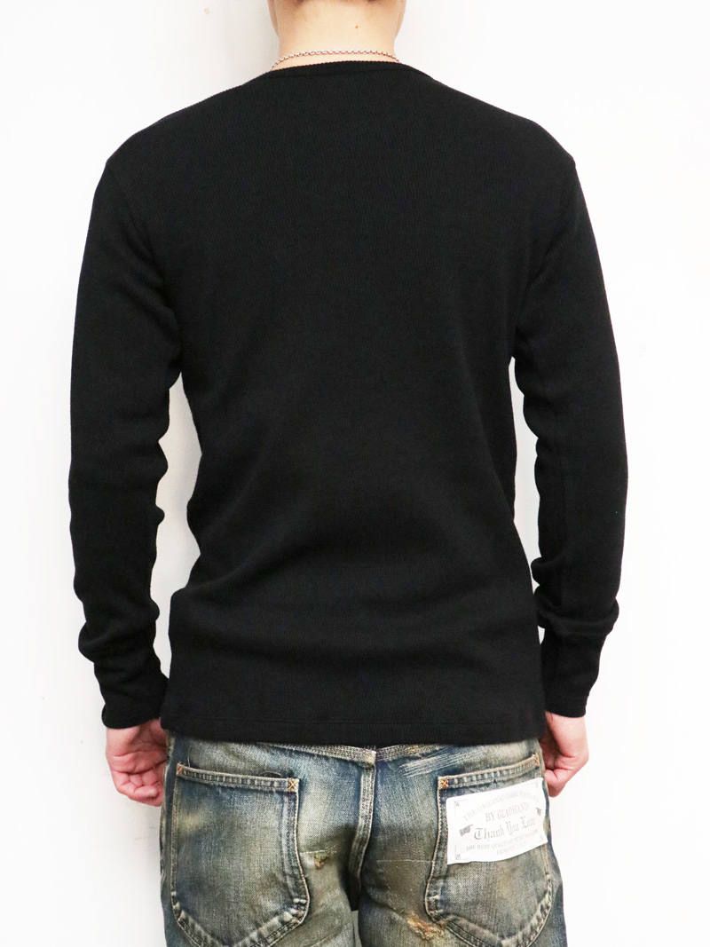 【即日発送可能】"AVIAKIT WAFFEL" T-SHIRTS HENLEY NECK (BLACK)