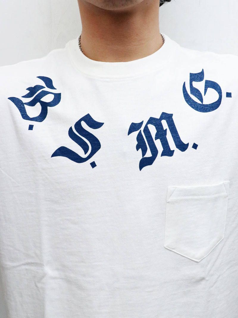 DRAGON S/S T-SHIRTS (WHITE×NAVY)