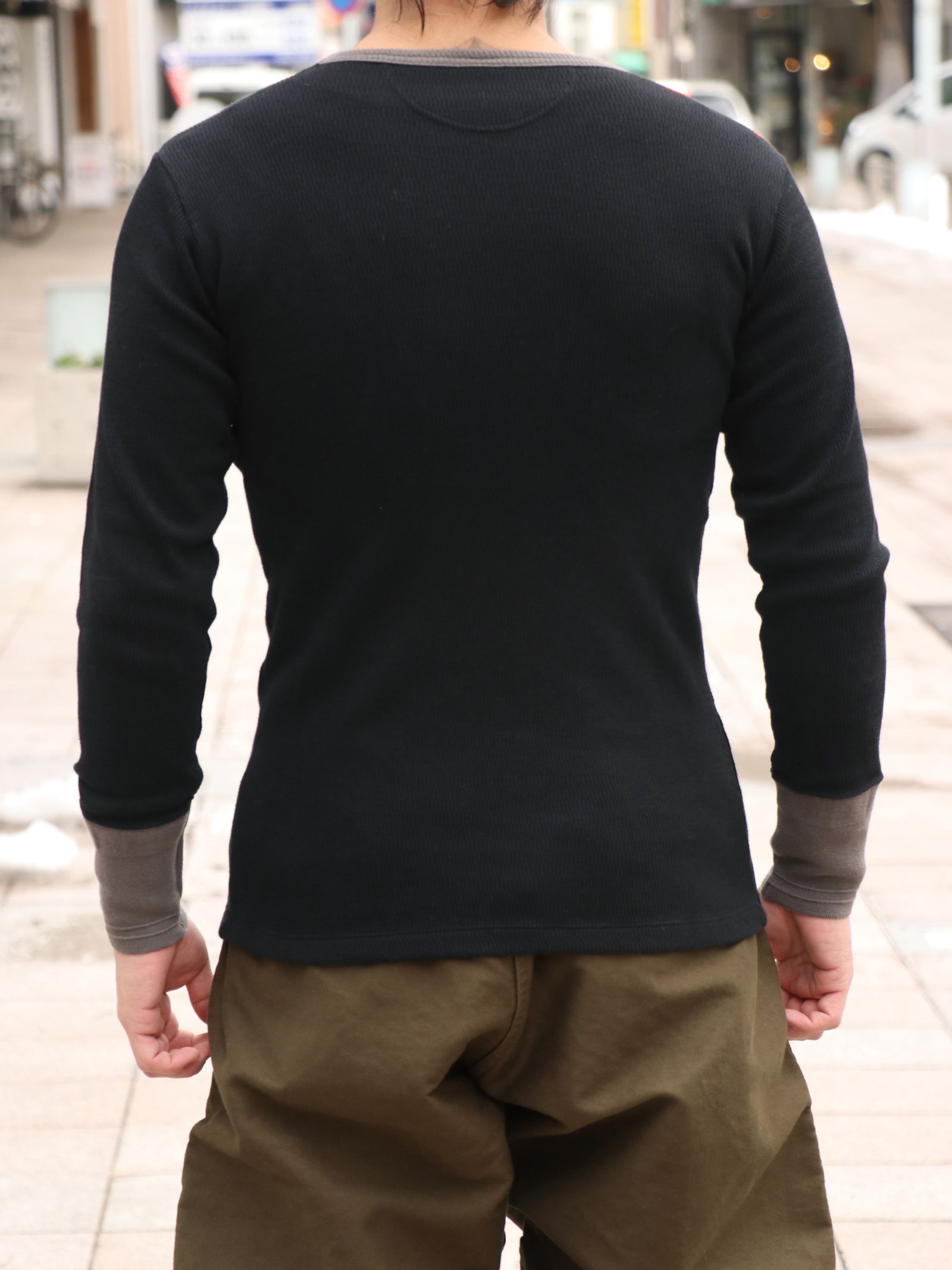 AVIAKIT WAFFLE T-SHIRTS (BLACK×GRAY)