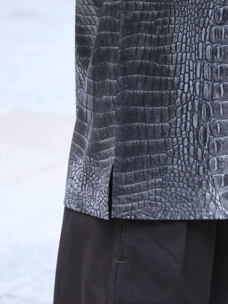 [SKANDA x haru*hano] "CROCODILE SHORT SLEEVE SHIRTS" (GRAY) / クロコダイル 半袖シャツ (グレー))
