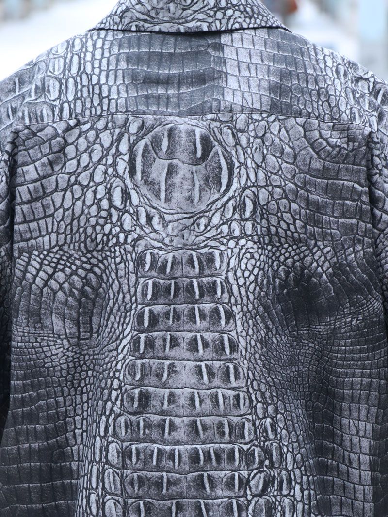 [SKANDA x haru*hano] "CROCODILE SHORT SLEEVE SHIRTS" (GRAY) / クロコダイル 半袖シャツ (グレー))