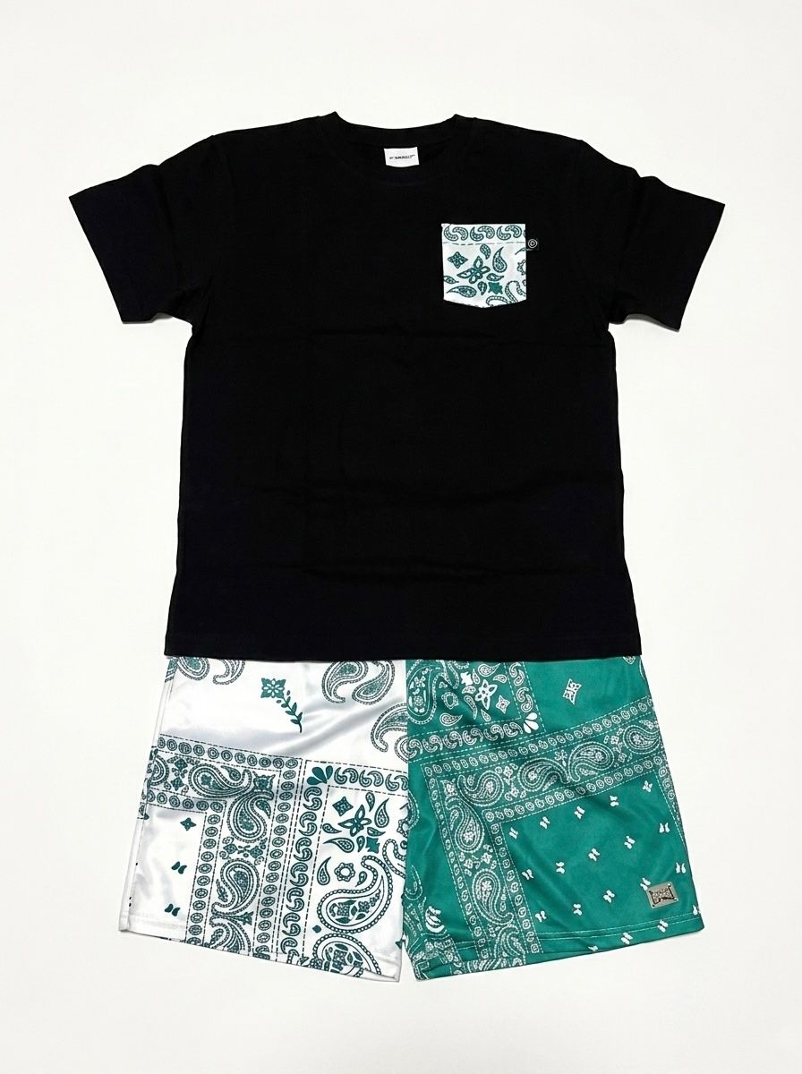 PAISLEY P/K TEE (BLK×WHT)