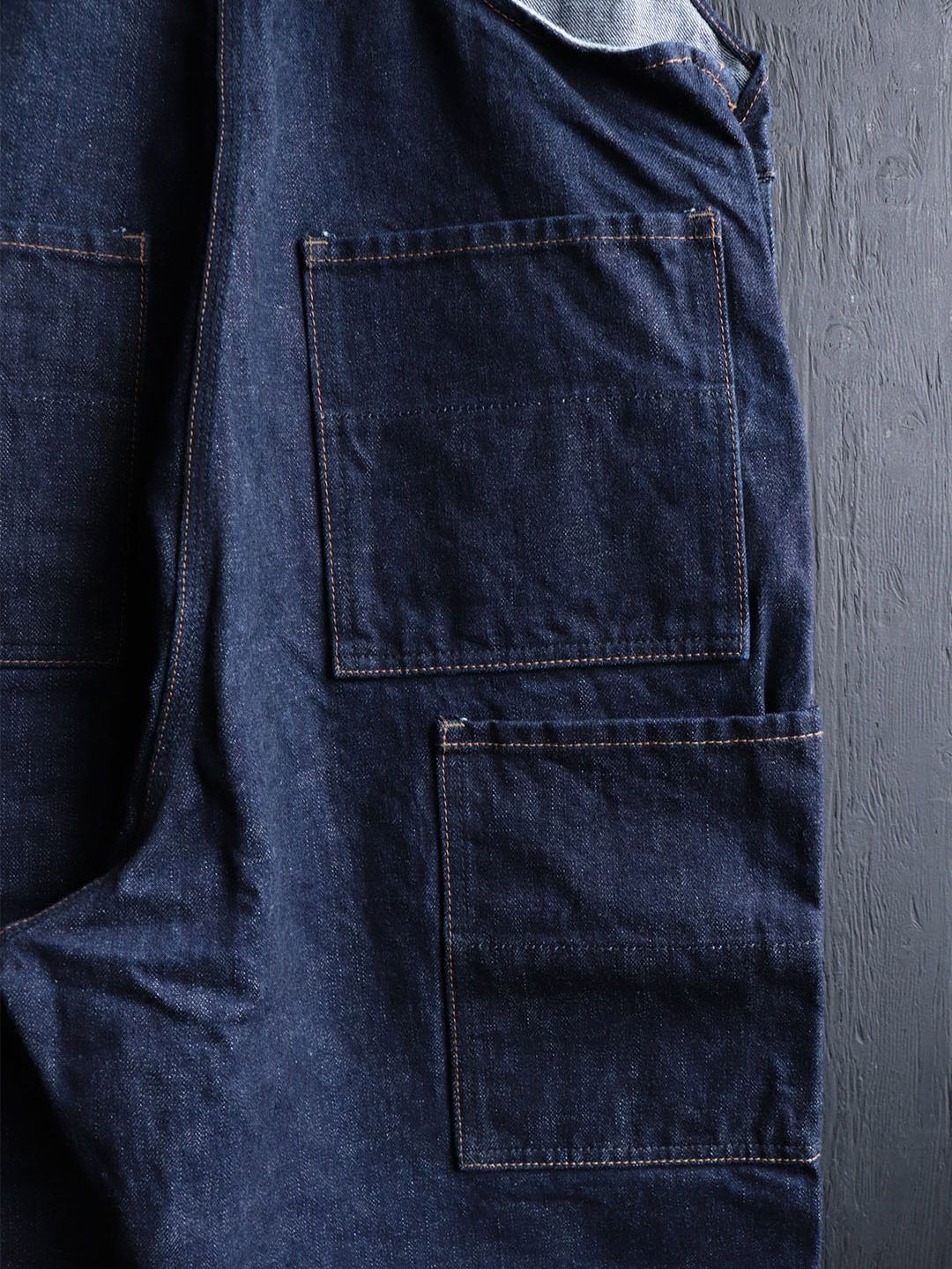 DENIM DERT APRON OVER-ALLS (DARK INDIGO)