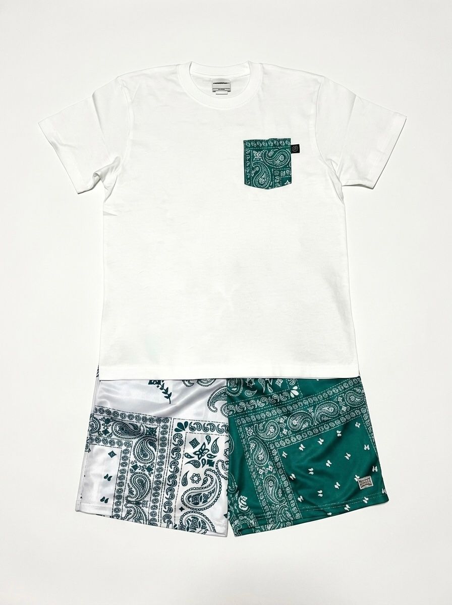 PAISLEY P/K TEE (WHT×GRN)
