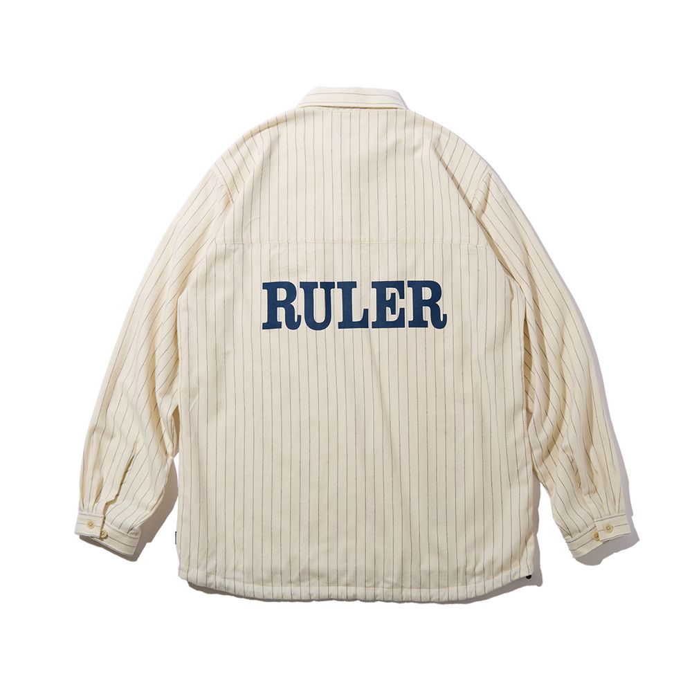 BLUNT STRIPE FLANNEL PULLOVER SHIRT (WHITE)