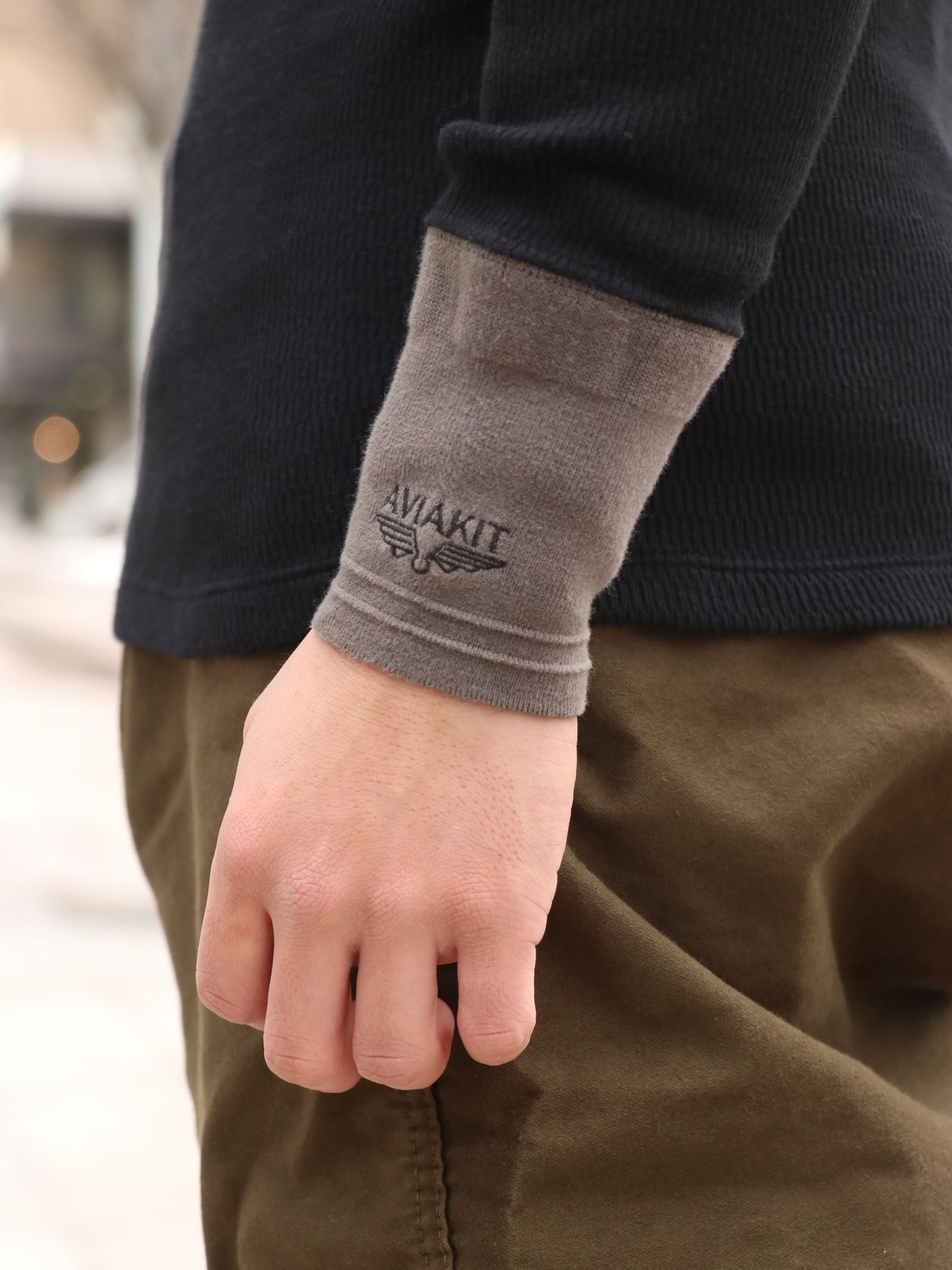 AVIAKIT WAFFLE T-SHIRTS (BLACK×GRAY)